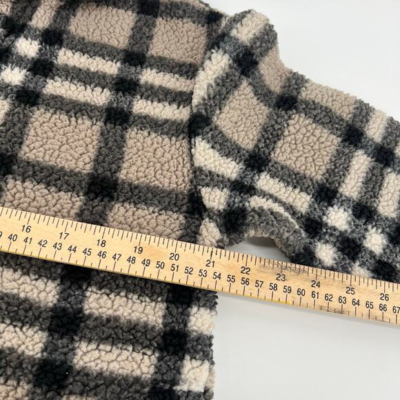 Ugg Koolaburra Fleece Jacket Brown Beige Plaid Vintage Check Design Size Medium - Picture 6 of 7